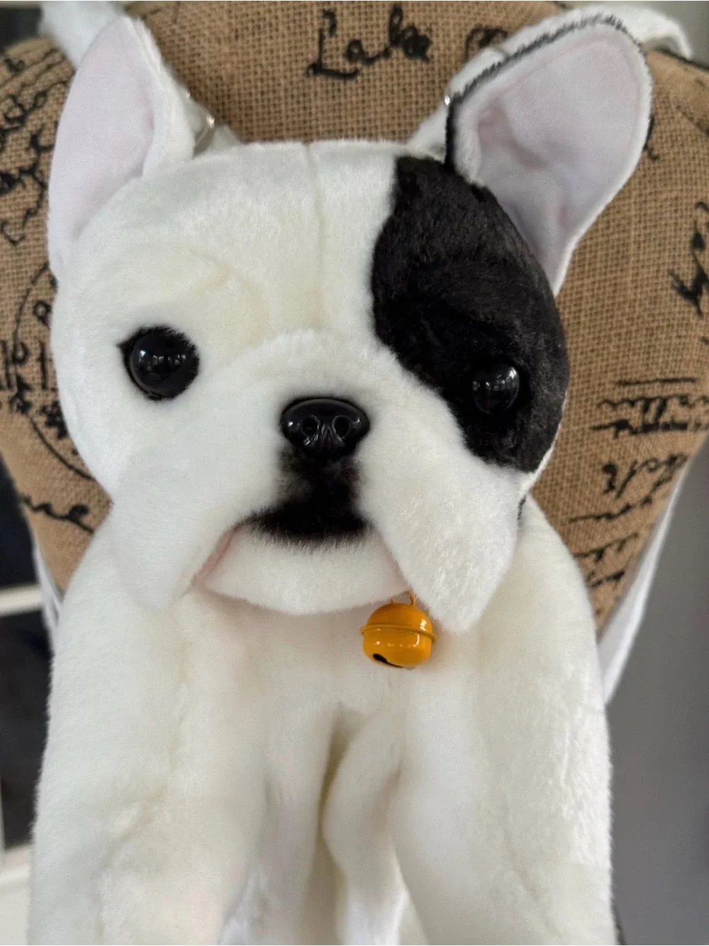 French Bulldog Plush Puppy Dog Zip Up Cotton Fur Backpack Purse Crossbody New